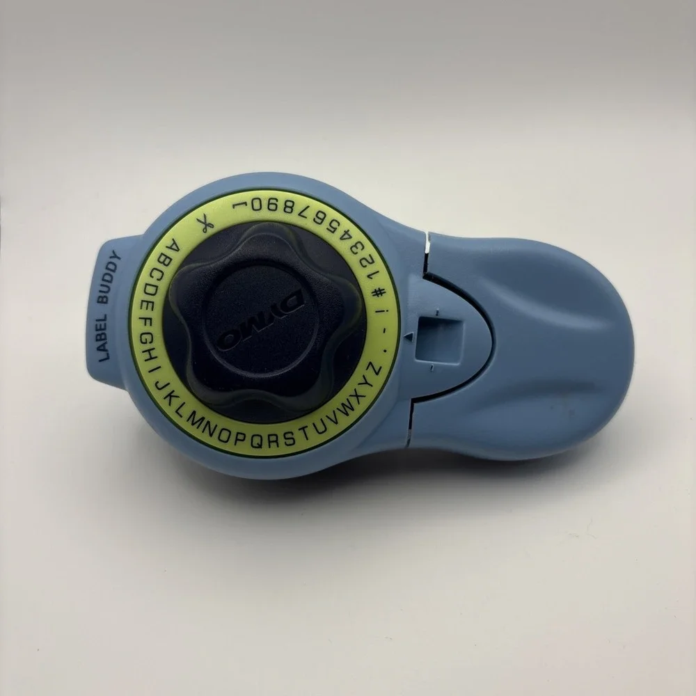 Dymo Label Buddy Manual Label Maker Embossing Organizer Tool Blue